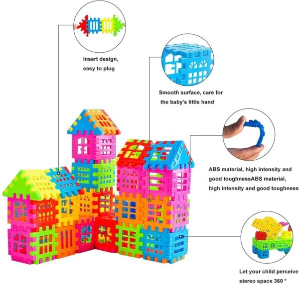 House Building Blocks Game Set for 3-8 Years Old Kids Boys & Girls,Multicolor,72 Piece (72 pieces) - Image 5