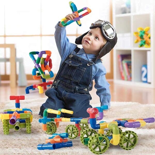 Kids Plastic Pipe Puzzle for 3-8 Years Old Kids Boys & Girls, 85 Piece, Multicolor - Image 6
