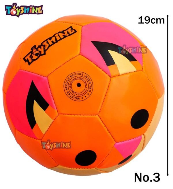 Toyshine Synthetic Leather Edu-Sports Football Soccer Educational Toy Ball for 4-8 Years Kids, Size 3 - Fox (Orange) - Image 2