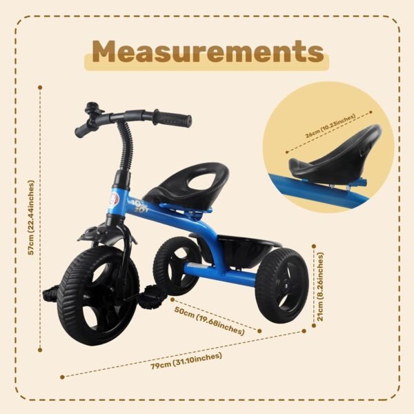 Retro Style Kids Tricycle | Tricycle for Kids | Boys|Girls Age Group 2 Years to 5 Years TZ_581 Blue - Image 2