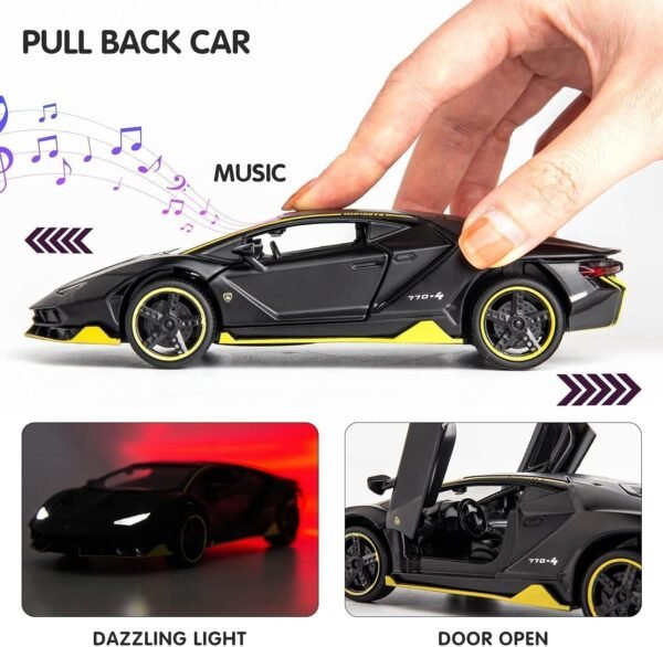 1:24 B.M.W XM SUV Model Car Zinc Alloy Pull Back Toy Diecast Toy Cars with Openable Doors, Sound and Light for Kids Boy Girl Gift (Black-Color) - Image 6