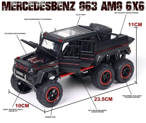 1:22 Big Marcedes AMG G63 6X6 Toy Car Metal Pull Back Diecast Car with Openable Door and Sound Light, Gifts Toys for Kids? White-Color ? - Image 3
