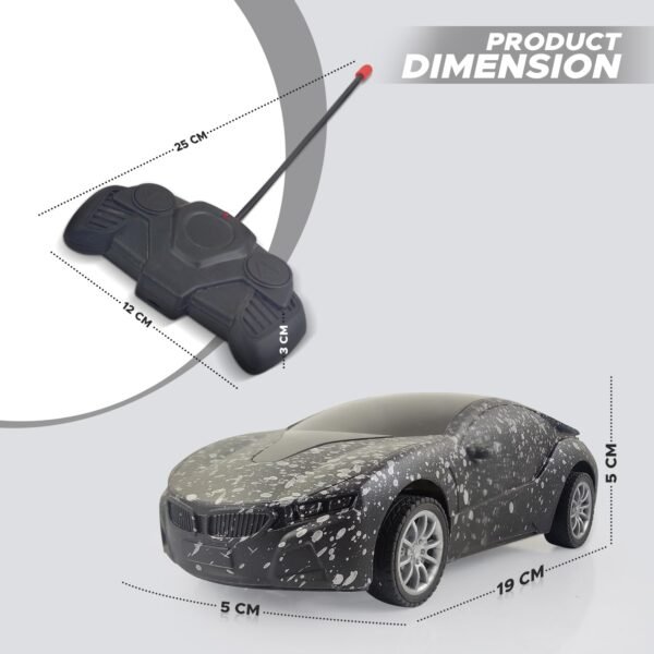 NHR Chargeable 3D Remote Control Lighting Famous Car for Kids 5-10 Years, Stylish Remote Waali Gaadi, Birthday Gift (Black) - Image 2