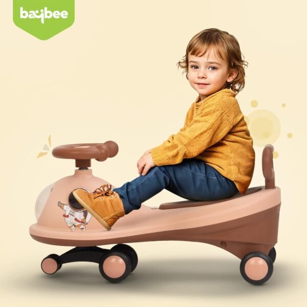 Baybee Astro Baby Swing Car for Kids | Push Ride on Baby Car with 360° Steering, LED Lights, Music & Backrest | Twister Rideons Toy Kids Cars | Magic Cars for Kid 3 to 8 Years Boys Girls (Dark Pink) - Image 3