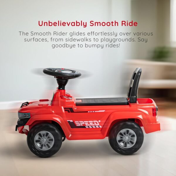 Baybee Speedy Ride on Baby Car for Kids | Ride on Toys Car with Music & LED Light | Portable Push Ride on Jeep with Backrest & Storage Basket | Kids Car to Drive 1-3 Years Boys Girls (Red) - Image 6