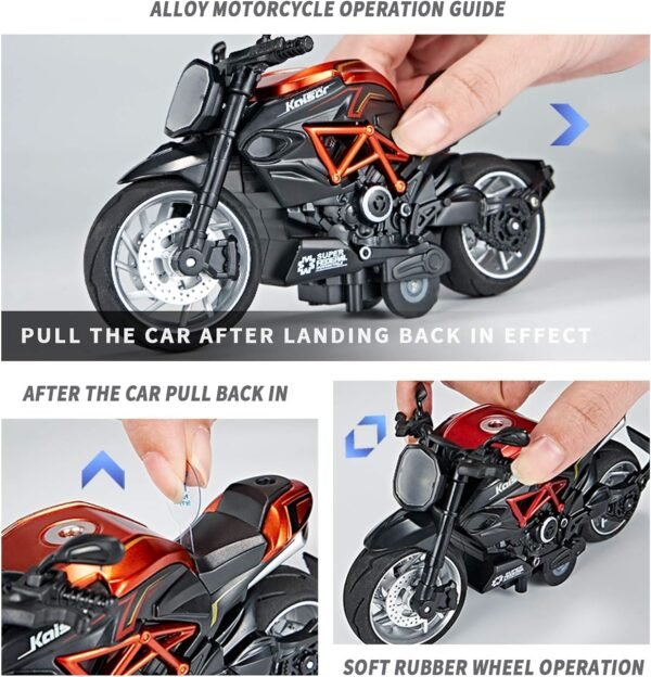Police Motorcycle Toy - Pull Back Motorcycle Toys, Tiny Gift with Music Lighting, Latte Motorcycles Toy for Kids Boys Age 3-8 Year Old [Multicolor] (1.14 Bike-Blue) - Image 6