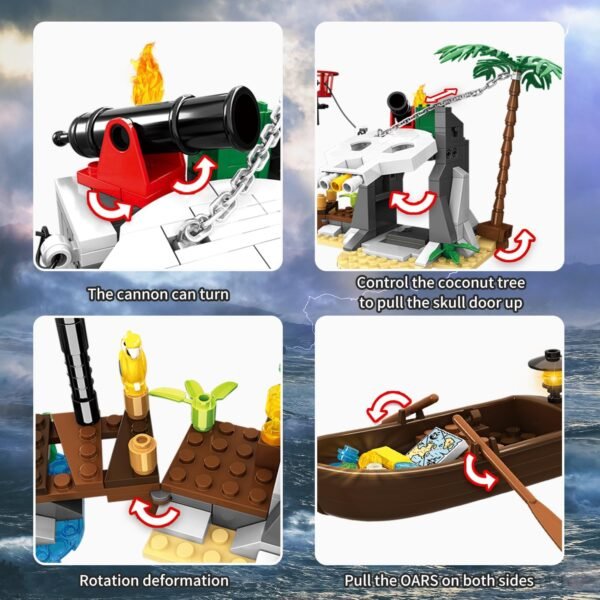 Treasure Island Pirates Building Sets, Compatible with Lego Sets, with Pirates Boat Toy Building Block, Gifts for Boys 6-10 Years Old, 232Pcs - Image 5