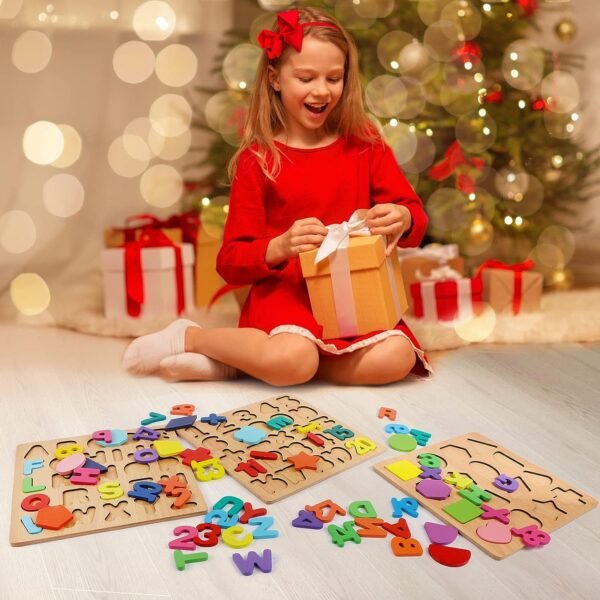 Novo Baby Wooden Learning Educational ABCD Board for Kids, Activity Toys for Toddlers & Preschoolers | ABCD Puzzle Set | Puzzle Toys for 2 Years Old Boys & Girls (Alphabets, Numbers & Shapes) - Image 2