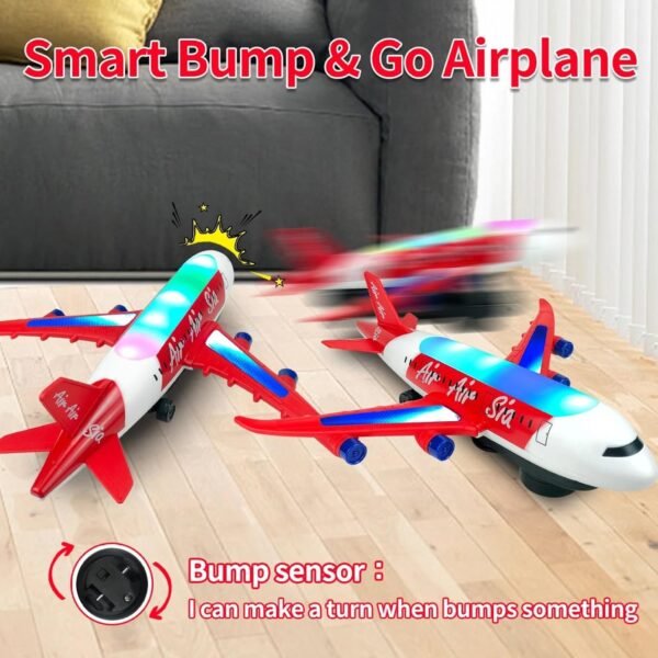 Bump & Go Action Musical Airplanes Toy with Flashing Lights & Sounds, Up and Down Feature Toddler Toys for 3-5 Years Old Boys Girls - Image 5