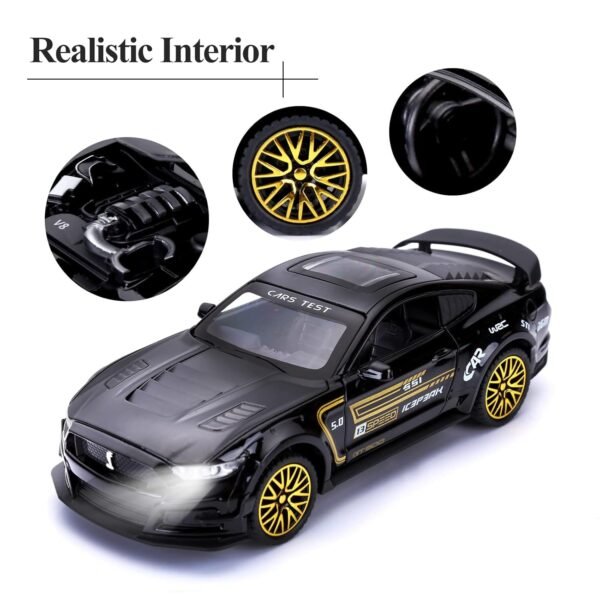 1:32 Mustang GT500 Toy Car Metal Pull Back Diecast Car with Openable Door and Sound Light, Gifts Toys for Kids? Black ? - Image 6