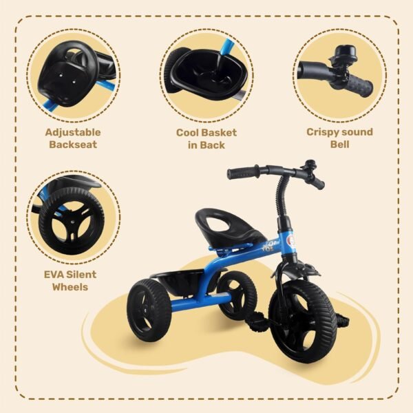 Retro Style Kids Tricycle | Tricycle for Kids | Boys|Girls Age Group 2 Years to 5 Years TZ_581 Blue - Image 4