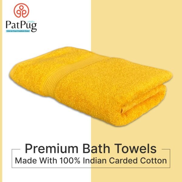 100% Indian Ultra Soft Cotton 500 GSM Highly Absorbent, Fade Resistant, Quick Drying Large Bath Towel (Sunrise Yellow) - Image 5