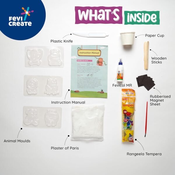 Fevicreate DIY Mould and Paint Jungle Animals Craft kit | Kids DIY Craft 5 Years | DIY Craft and Paint kit - Image 3