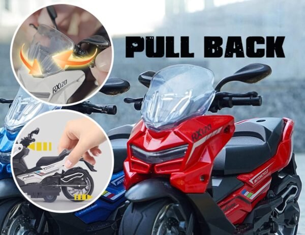 Police Motorcycle Toy - Pull Back Motorcycle Toys, Tiny Gift with Music Lighting, Latte Motorcycles Toy for Kids Boys Age 3-8 Year Old(White) - Image 6