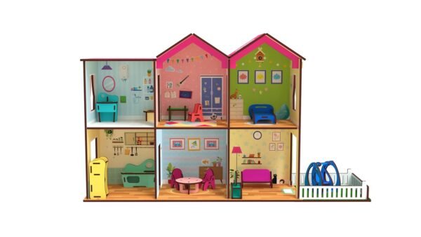 Toyshine Big Size Wooden DIY Doll House for Kids with Furniture, Dolls, Side Garden and Much More! Play House Learning Toy for Girls Boys 3 4 5 6 7 Year Old Birthday Gift Dollhouse - Image 4