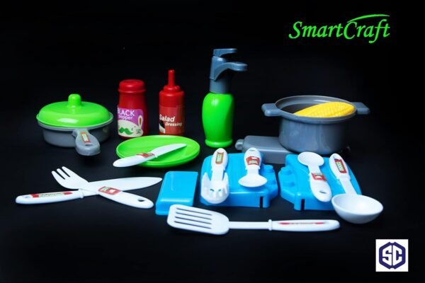 Smartcraft Ultimate Kid Chef Bring Along Kitchen Cooking Suitcase (27 Pieces) Luxury Kitchen Set Cooking Toy with Briefcase Kitchen Food Play Set for Girls & Boys (New)-Made in India - Image 4