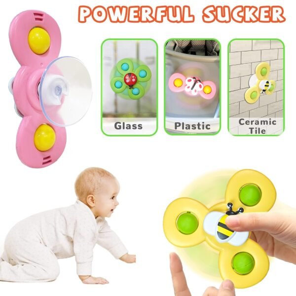 Suction Cup Spinner Toys for 1 2 Year Old Boy & Girl | Spinning Tops Toddler Toys | 1 2 Year Old Boy Birthday Gift for Infant | Sensory Baby Bath Toys (Pack of 3) - Image 6