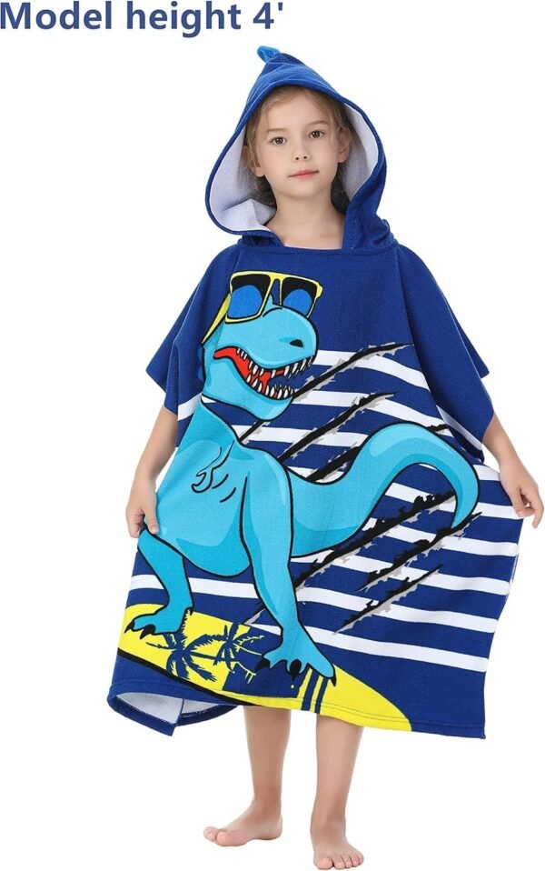 SHAKTISM®Hooded Towel for Kids, Beach Towel Swimming Bath Towel for Girls Boys Children Toddler Kids Hooded Beach Towel, Ultra Soft, Absorbent, 3-10 Years (Kids Hooded Towel -DinoBlue) - Image 3