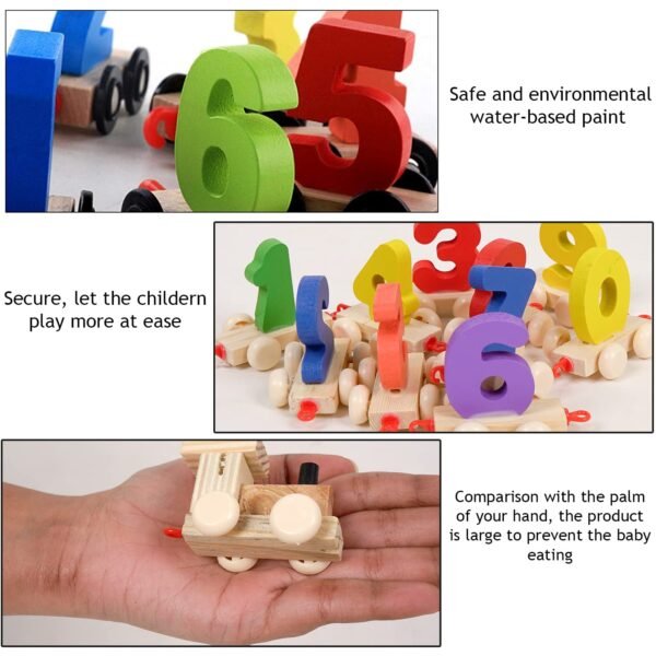 ADA Handicraft Wooden Digits 0 to 9 Number Train | Digits Number 0 to 9 Wooden Toy Train for Early Educational Kids (Multicolor) - Image 4