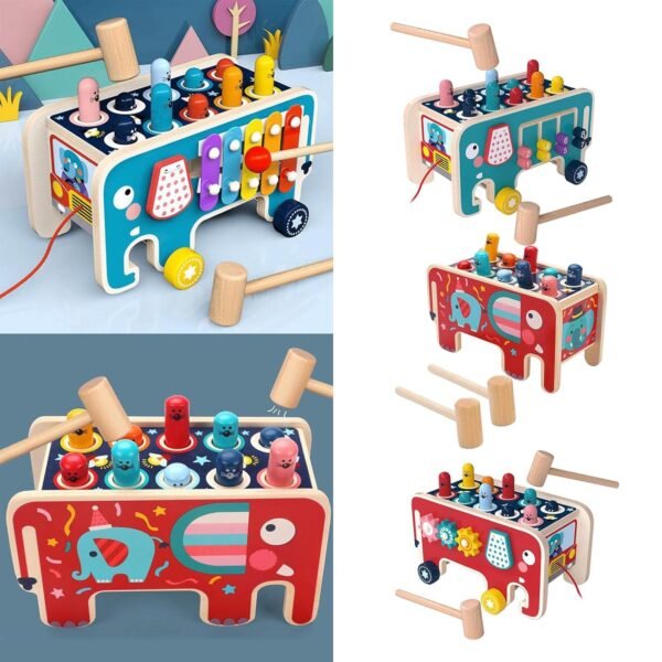 Toy Hammering Pounding Bench Montessori Beat Toys Playset for Kids Learning Toys Style A - Image 4