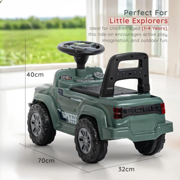 Baybee Ride on Baby Car for Kids | Push Ride on Jeep with Music & LED Light | Portable Ride on Toys Car with Backrest & Storage Basket | Kids Car to Drive 1-3 Years Boys Girls (Dark Green) - Image 3