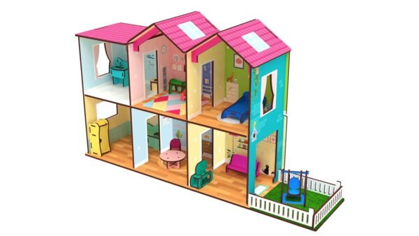 Toyshine Big Size Wooden DIY Doll House for Kids with Furniture, Dolls, Side Garden and Much More! Play House Learning Toy for Girls Boys 3 4 5 6 7 Year Old Birthday Gift Dollhouse - Image 5