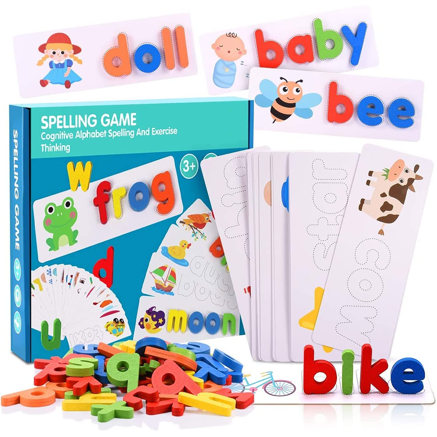 PLUSPOINT See and Spell Spelling Learning Game for Kids - Multicolor | Montessori Spelling, Spelling Matching & Sight Word Games | Educational Preschool Learning Toy 3-8 Years Old Boys & Girls