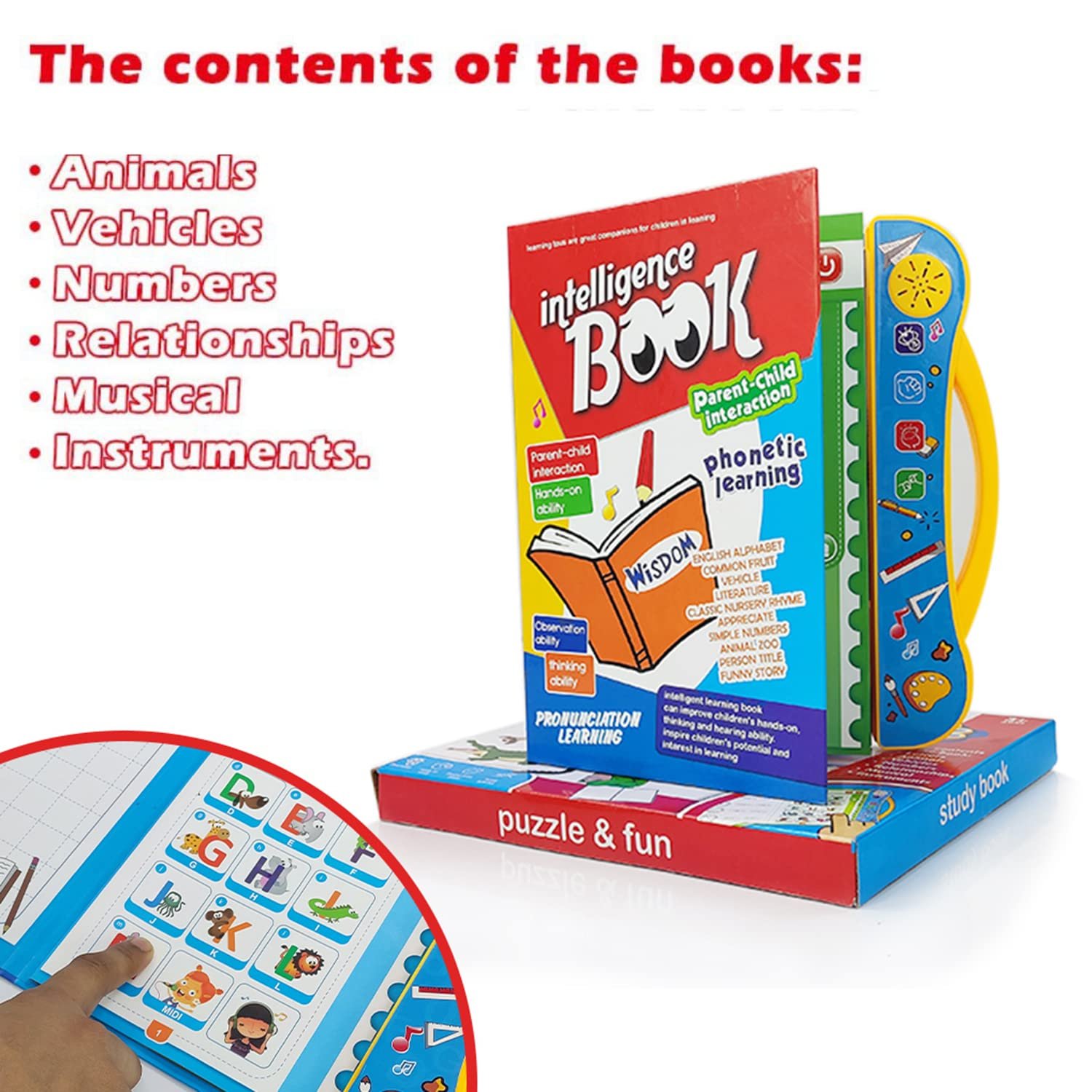 NHR Kids Intelligence English Letters & Words Learning Sound Book - Fun Educational Toys, Activities With Numbers, Shapes, Animals Phonetic Learning for Toddlers (E-Book, Multicolor) - Image 3
