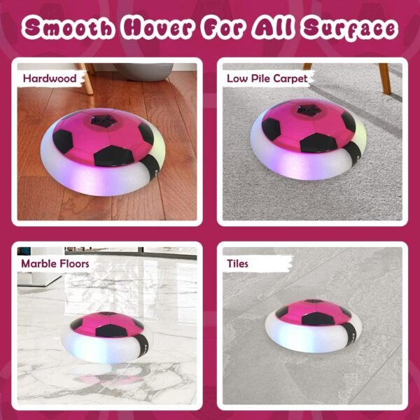 Wembley C-Type USB Rechargeable Battery Powered Hover Football Indoor Electric Floating Hover Ball Soccer | Smart Air Football | Fun Game for Kids Toys for Boys and Girls Birthday Gift - Pink - Image 2