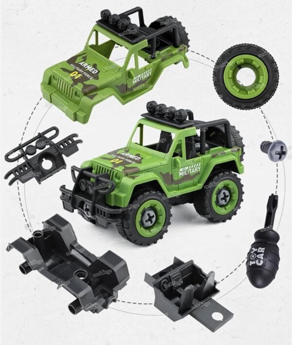 Zest 4 Toyz Pack of 4 DIY Vehicle Toys Take Apart Toys Military Army Car Toy Kids STEM Sand Toys for Kids Birthday Gifts for Boys 2 3 4 5 6 Year Old (Multicolor) - Image 5