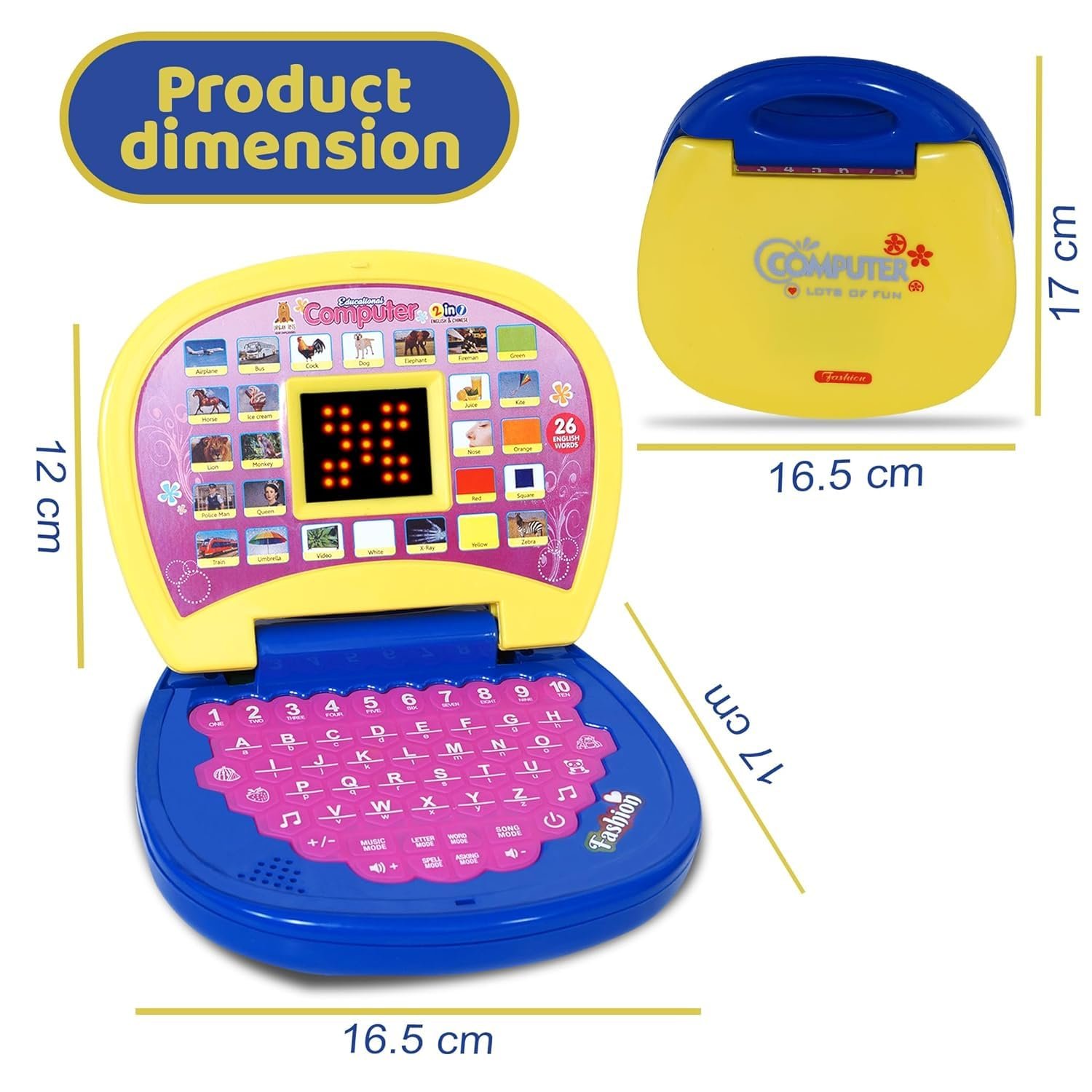 Mogli Toys Kids Computer Toy Kids for 3-6 Years, Learning Educational Toy with Sound and Music, Kids Learning Toy - Multicolour - Image 5