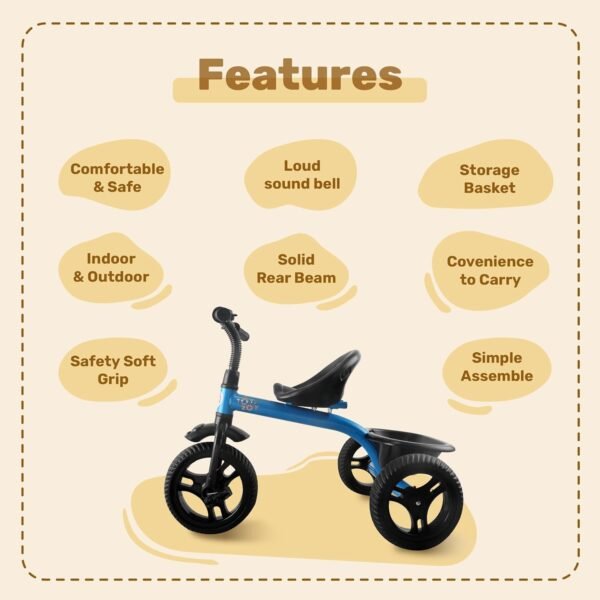 Retro Style Kids Tricycle | Tricycle for Kids | Boys|Girls Age Group 2 Years to 5 Years TZ_581 Blue - Image 5