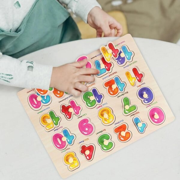 bnf® Montessori Wooden Jigsaw Number Puzzle Peg Board for Kids New Year Baby | Toys for Baby | Developmental Baby Toys - Image 2