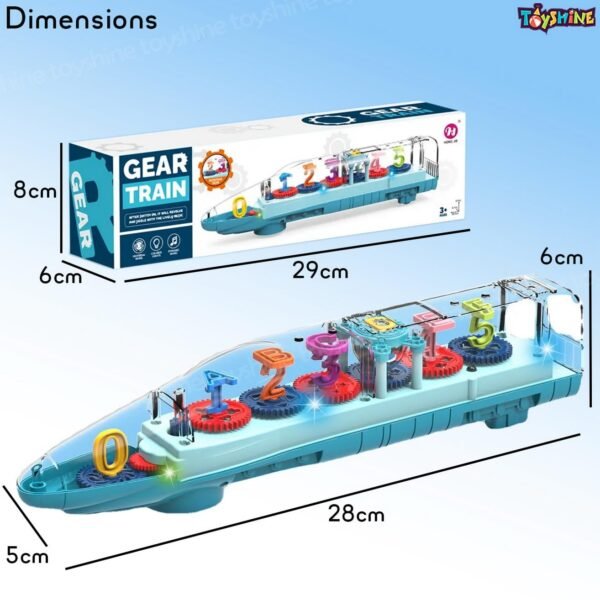 Toyshine Big Transparent Bump and Go Train with 3D Lightning, Moving Gears and Music | Birthday Toy Gift for 2-5 Year Old Boy, Girl, Baby - Numbers - Image 2