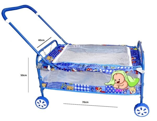 Baby Cradle for Newborn Babies with Premium Kids jhula.Foldable palna & Comfortable Kids Swing cot for 0 to 2 Years.Deluxe baggi with Mosquito net.Elegant Blue for Boys and Girls. - Image 2