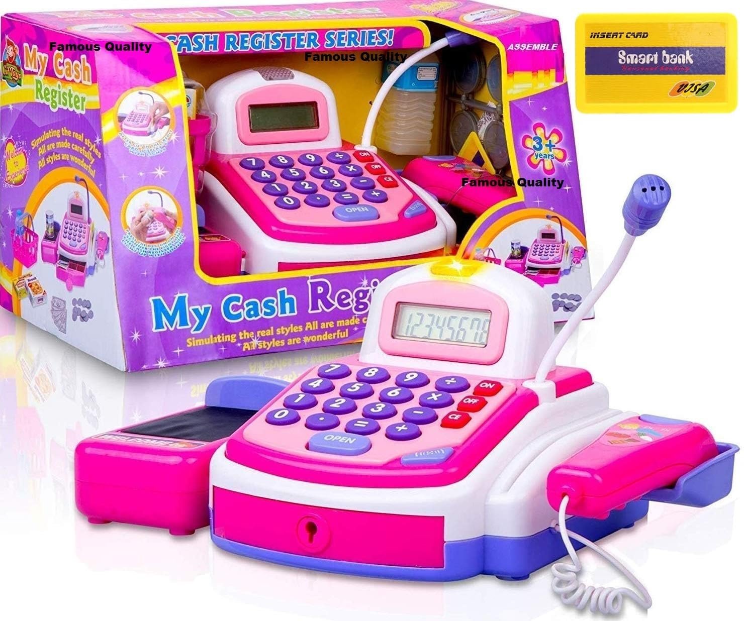 Famous Quality Plastic Electronic Cash Register Toy , Multicolour, 3 Years and Above