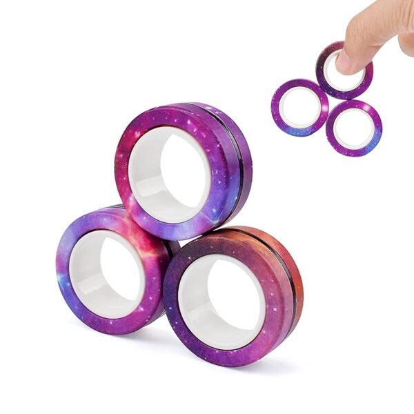 Kidology Magnetic Fidget Rings, Fidget Spinner Therapy Toys for Sensory Play, Magnetic Fidget Toy, for 4+ Year Old and Up, Stress Relief Anxiety Rings for Kids & Adults (Pink/Purple)