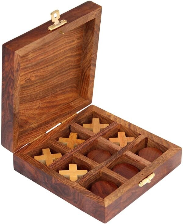 Wooden Tie-Tac-Toe Box - Classic Kids Toys for Engaging Play - Durable Wooden Design, Ideal for Family Game Night, Educational and Fun - Ideal Gift Toys for Kids - Image 5