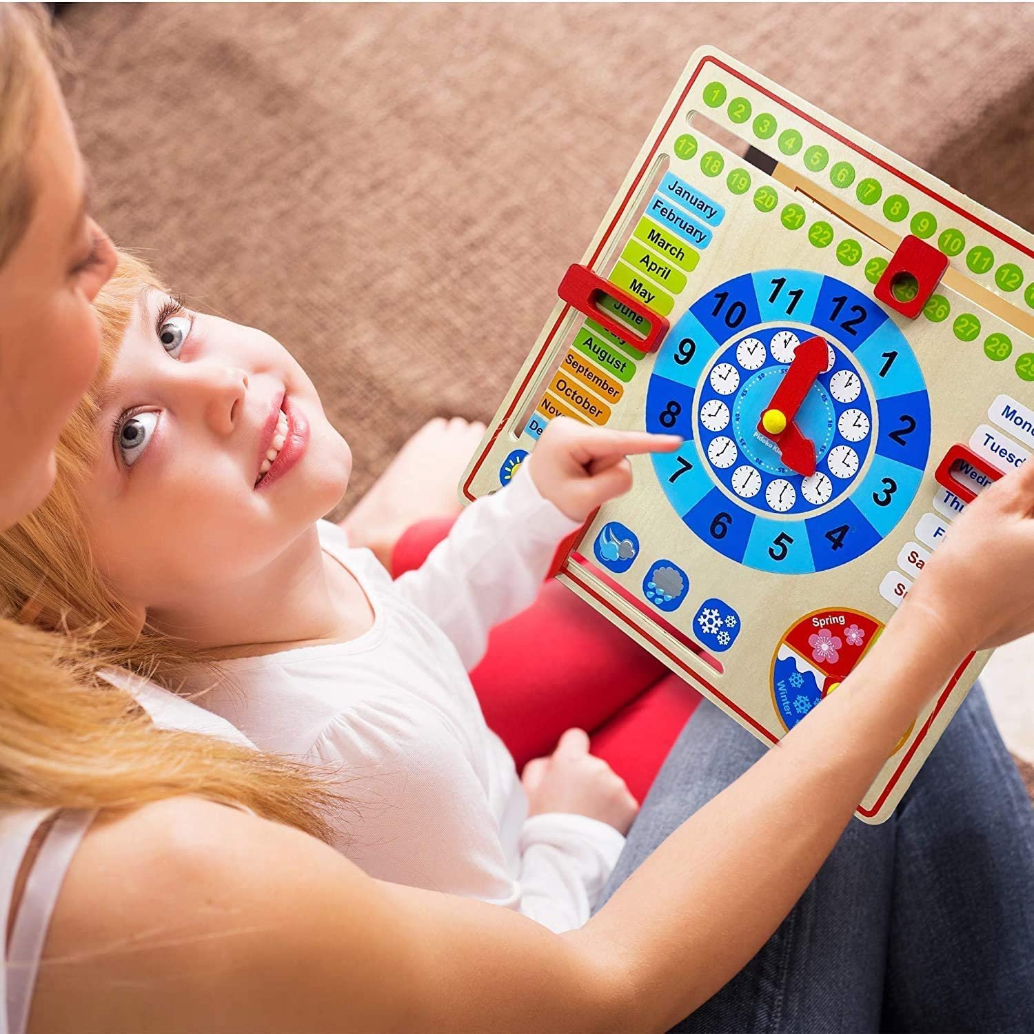Kids Montessori Toys for Toddlers 3 Years - 4 Years Old Preschool Learning Materials - All About Today Board - Wooden Calendar and Learning Clock - Image 5