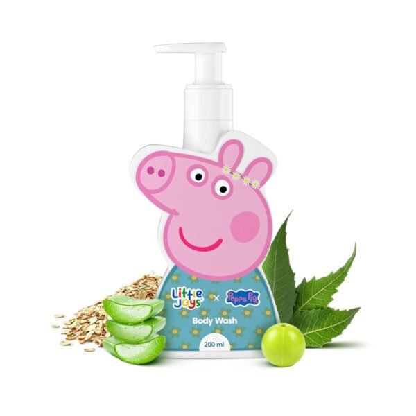 Little Joys X Peppa Pig Organic Body Wash for Kids With Aloe Vera, Neem, Chickpea and Oat Extracts | Deep Cleanses & Protects Skin From Bacterial Infection | 200 ml