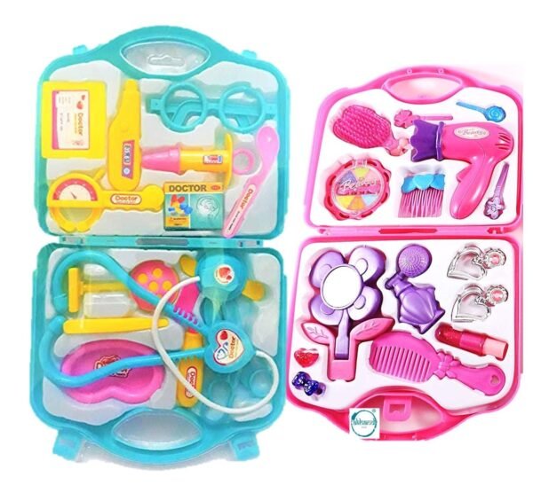 Combo Of Doctor Set And Beauty Set Toy For Kids- Multi Color - Image 2