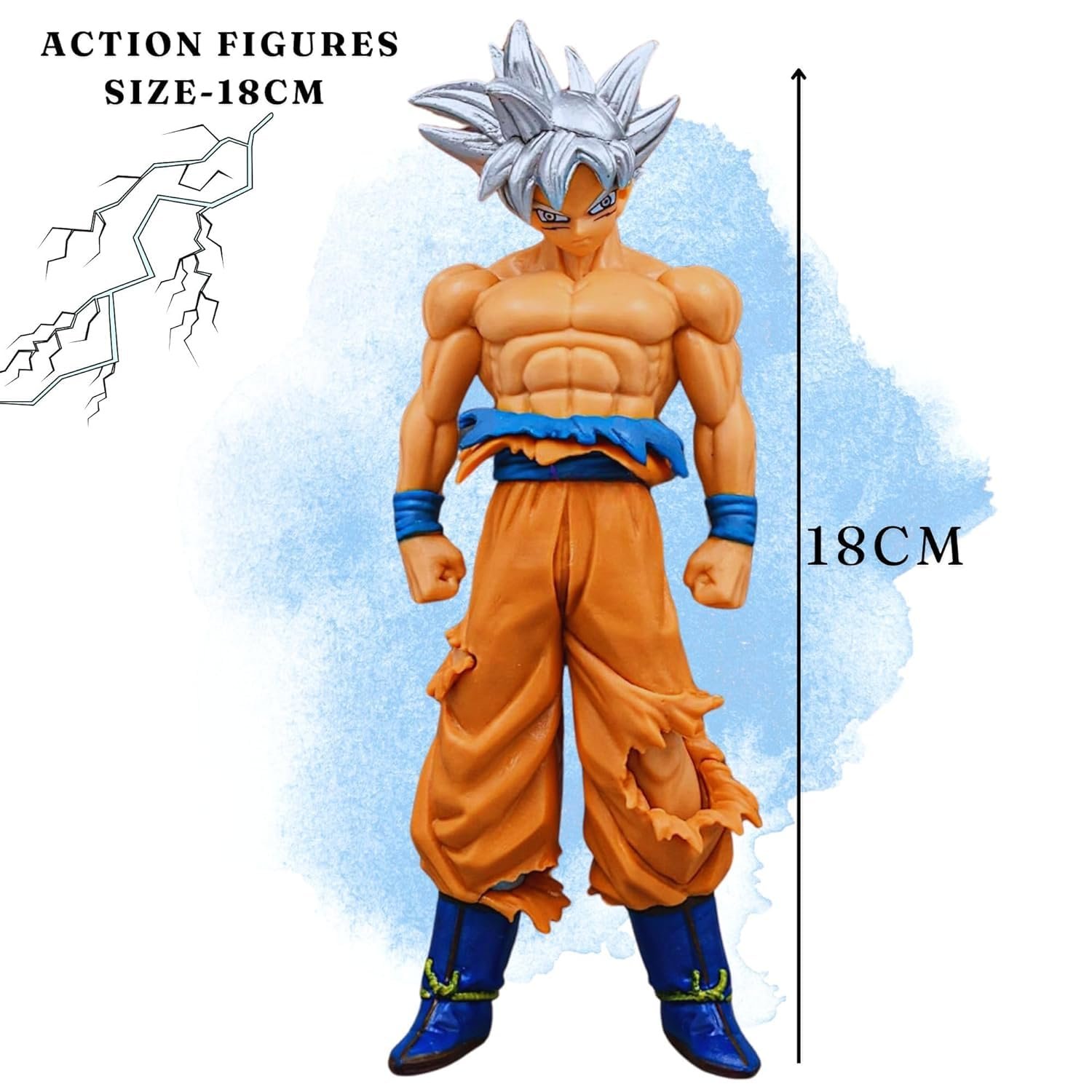 Kids Dragon Ball Z Super Saiyan Ultra Instinct Goku Hair Action Figure Ideal for Playing Kids and Children (18cm, Multicolour) Design Send by as per Availability. - Image 3