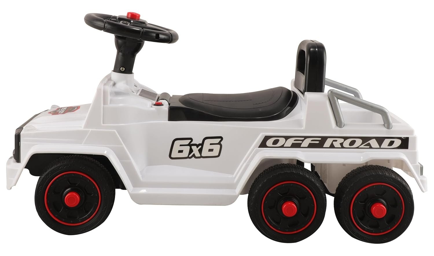 JoyRide 6 * 6 Offroad Sports Car Steering Wheel, Music, Backrest, Storage and Headlights Toy Car for Boys&Girls 18 Months to 3 Years (White) - Image 3