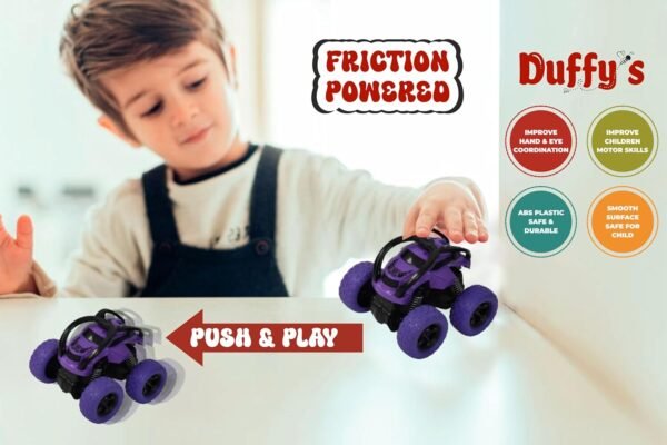 Duffy\'s 4x4 Monster Truck car Toy for 1-3 Year Boys - Friction Powered Mini 360 Truck Durable, high Traction Tyres Toy for Kids Aged 1 2 3 4 Year (Pack of 1) - Image 5