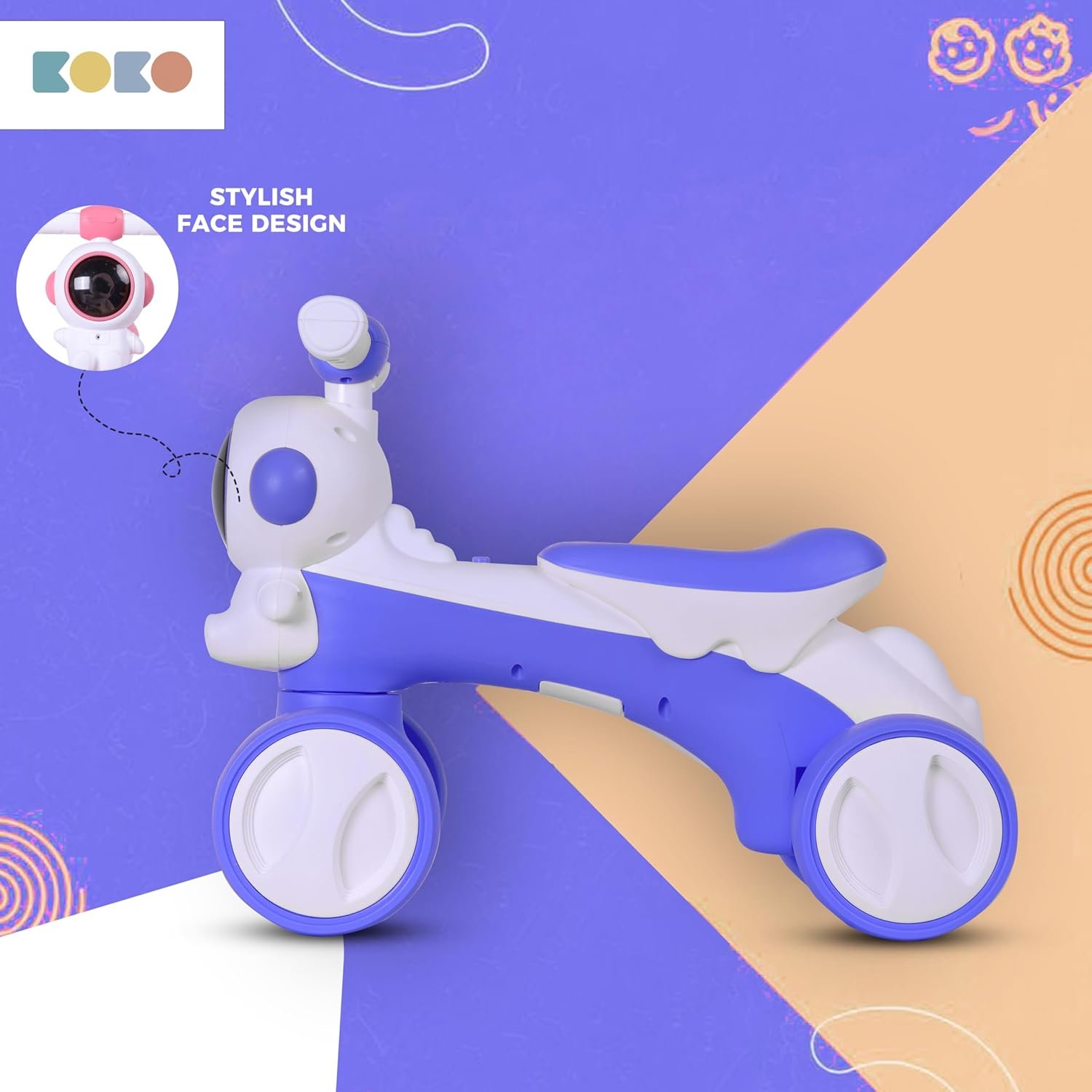 KOKO Astronaut Balance Bike for Toddlers – Lightweight Ride-On Toy with Sturdy Wheels, Safe and Fun Indoor/Outdoor Bike for Kids, Ages 1-3 Year (Blue) - Image 3