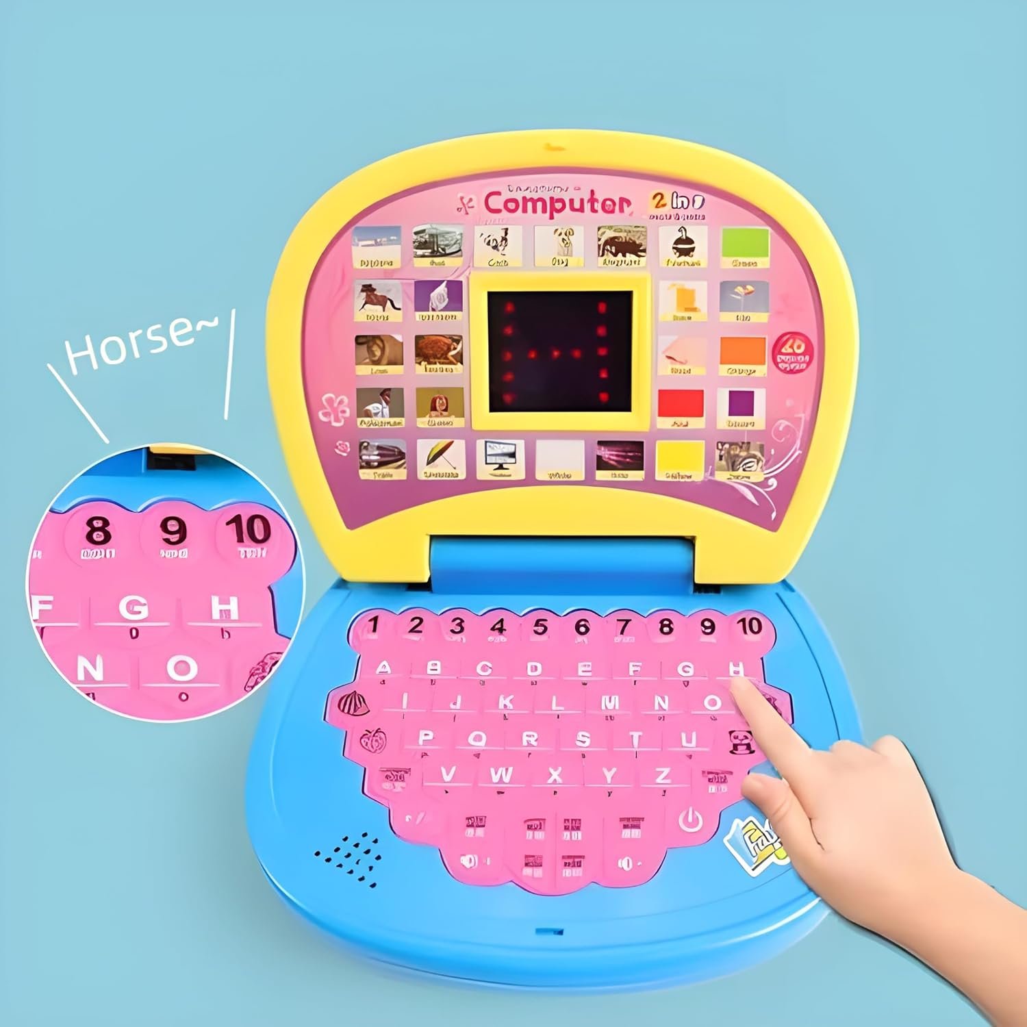 Fun express Kids Laptop Computer Toy Baby Laptops for Kids 1 2 3-6 Years Activity Electronics Number & Alphabet Charts for Kids Learning Educational Toy with Sound and Music (Laptop Blue Small) - Image 3