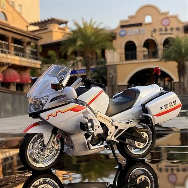 Police Motorcycle Toy - Pull Back Motorcycle Toys, Tiny Gift with Music Lighting, Latte Motorcycles Toy for Kids Boys Age 3-8 Year Old [New] (1:12 National Guard 650G Escort-White) - Image 2