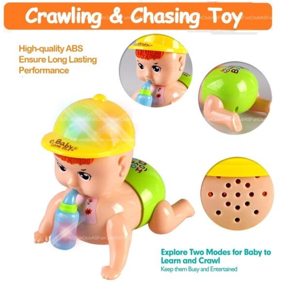 FunClub Crawling Baby Toy for Babies Kids Musical Toy for Kids Baby Doll Toy Crawling Toy for 6 Month Old Baby Musical Toy for Infants Musical Toy for Babies with Light Sound Toy Moving Toys-Best Gift - Image 6