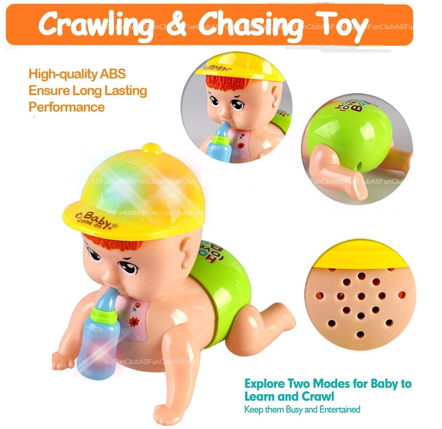 FunClub Crawling Baby Toy for Babies Kids Musical Toy for Kids Baby Doll Toy Crawling Toy for 6 Month Old Baby Musical Toy for Infants Musical Toy for Babies with Light Sound Toy Moving Toys-Best Gift - Image 6