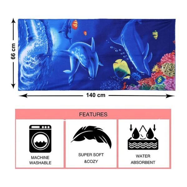 Kuber Industries Kids Bath Towel|Soft Cotton & Sides Stitched Baby Towel|Super Absorbent Aquarium & Princess Print Towel for Infants,Pack of 2 (Multicolor) - Image 2